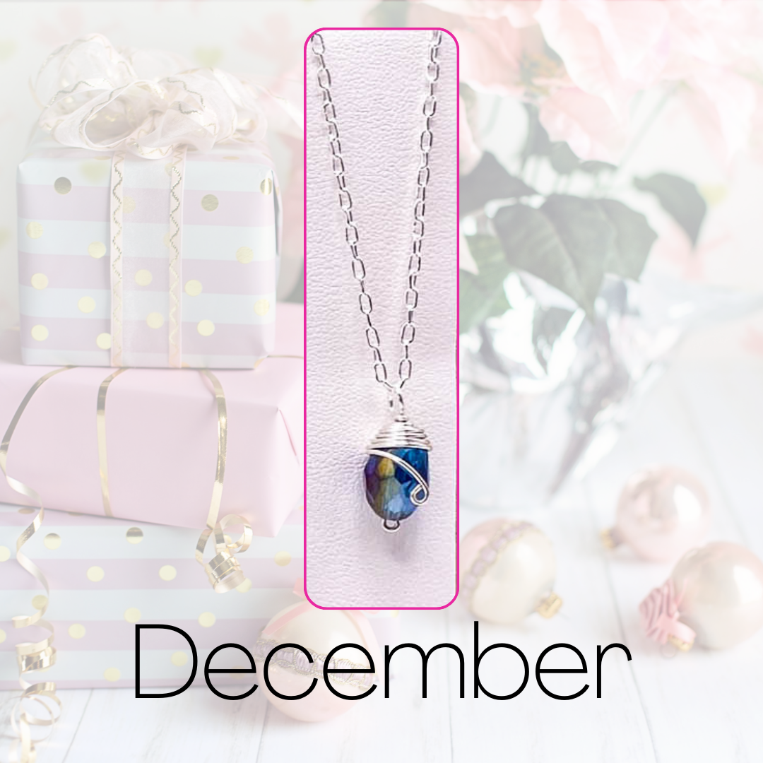 December silver birthstone necklace