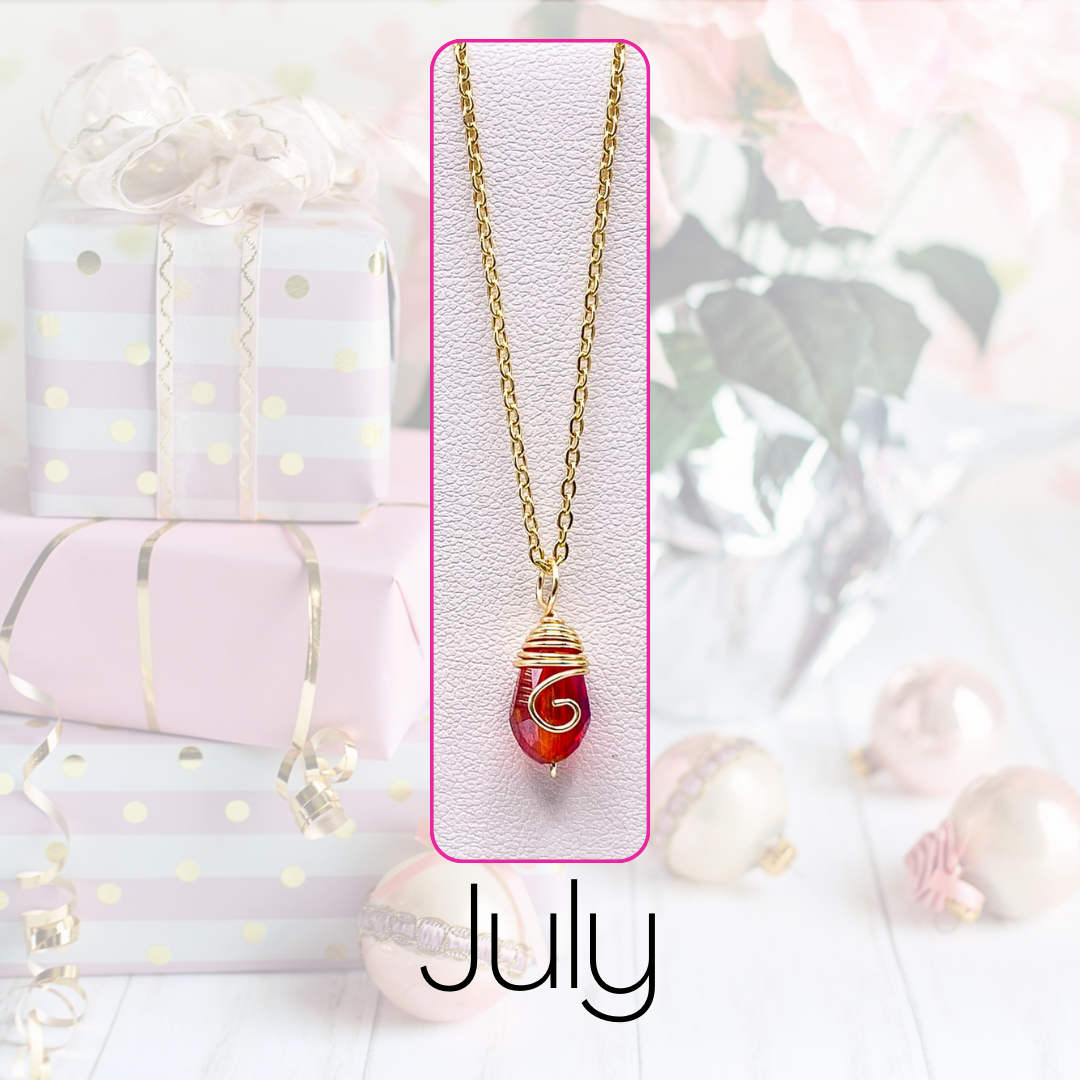 July gold birthstone necklace