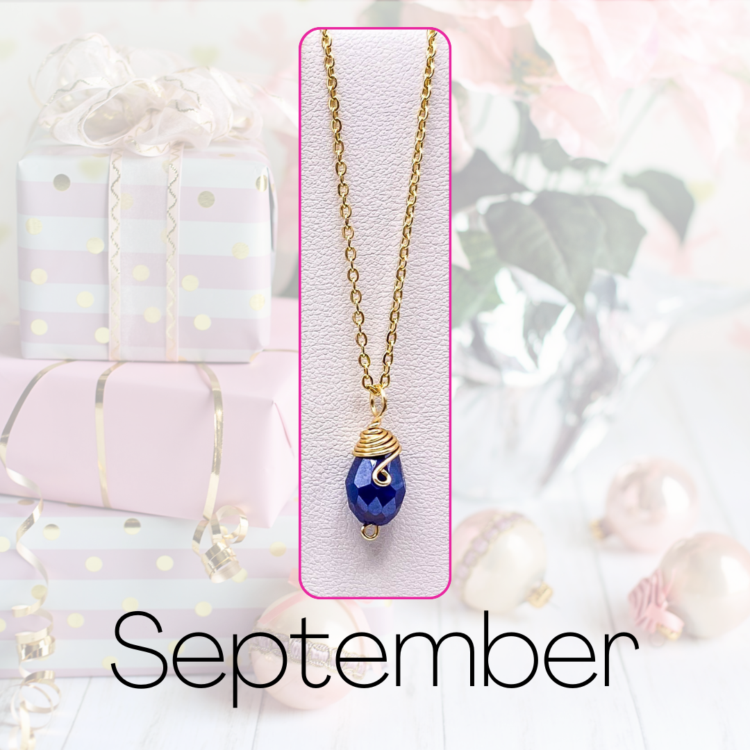 September gold birthstone necklace