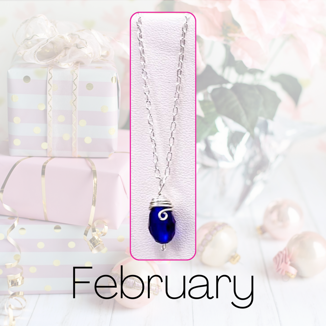 February silver birthstone necklace