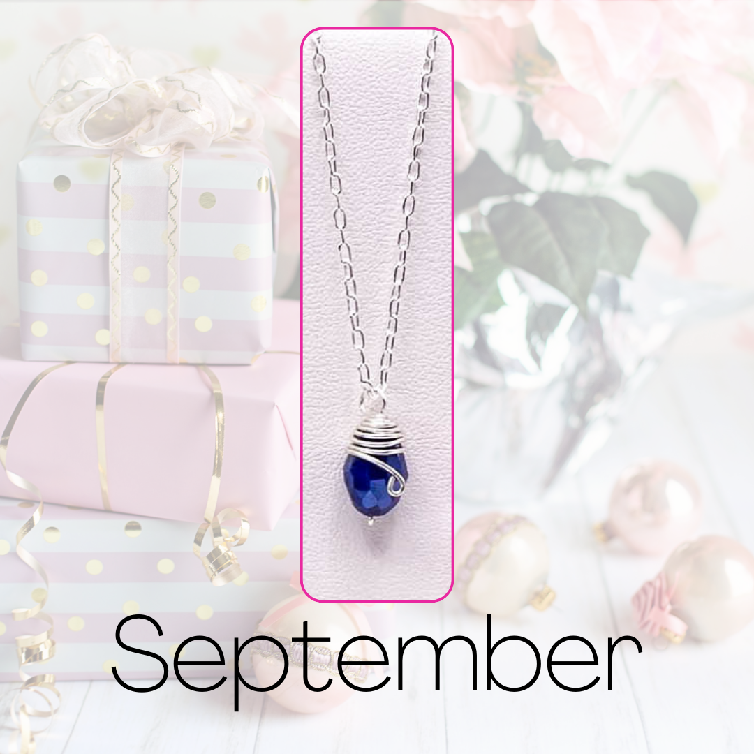 September silver birthstone necklace