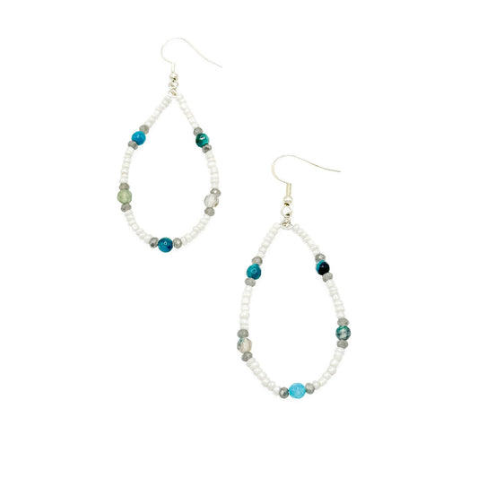 Blue white silver Artisan earrings