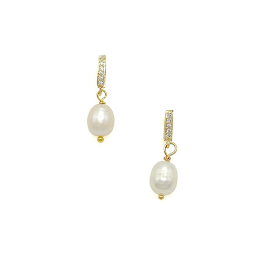 Gold pearl Artisan stud earrings