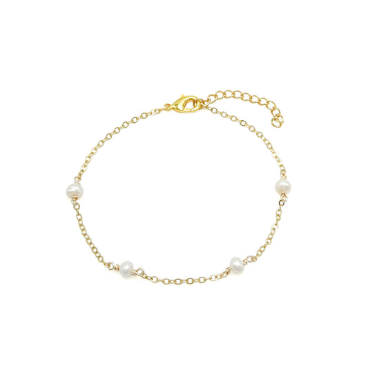 Pearl gold dainty bracelet