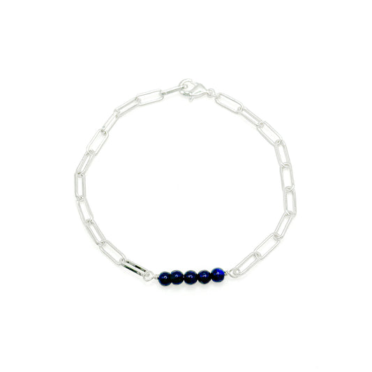 Lapis lazuli blue silver bracelet