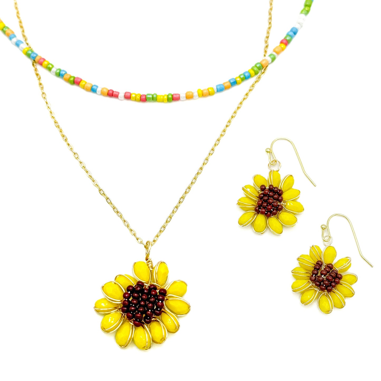 Spring multicolor sunflower gold jewelry