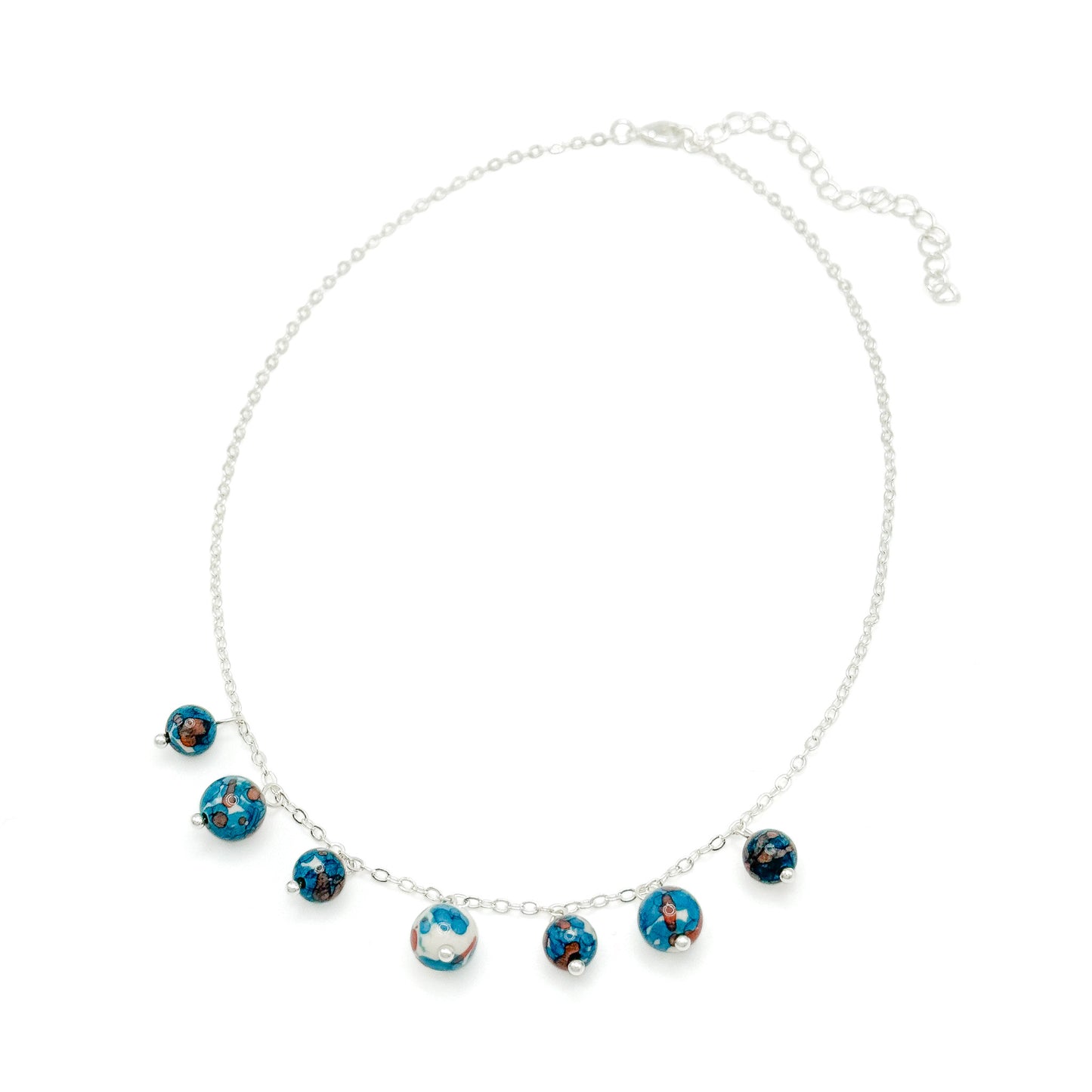 Blue white jasper silver necklace