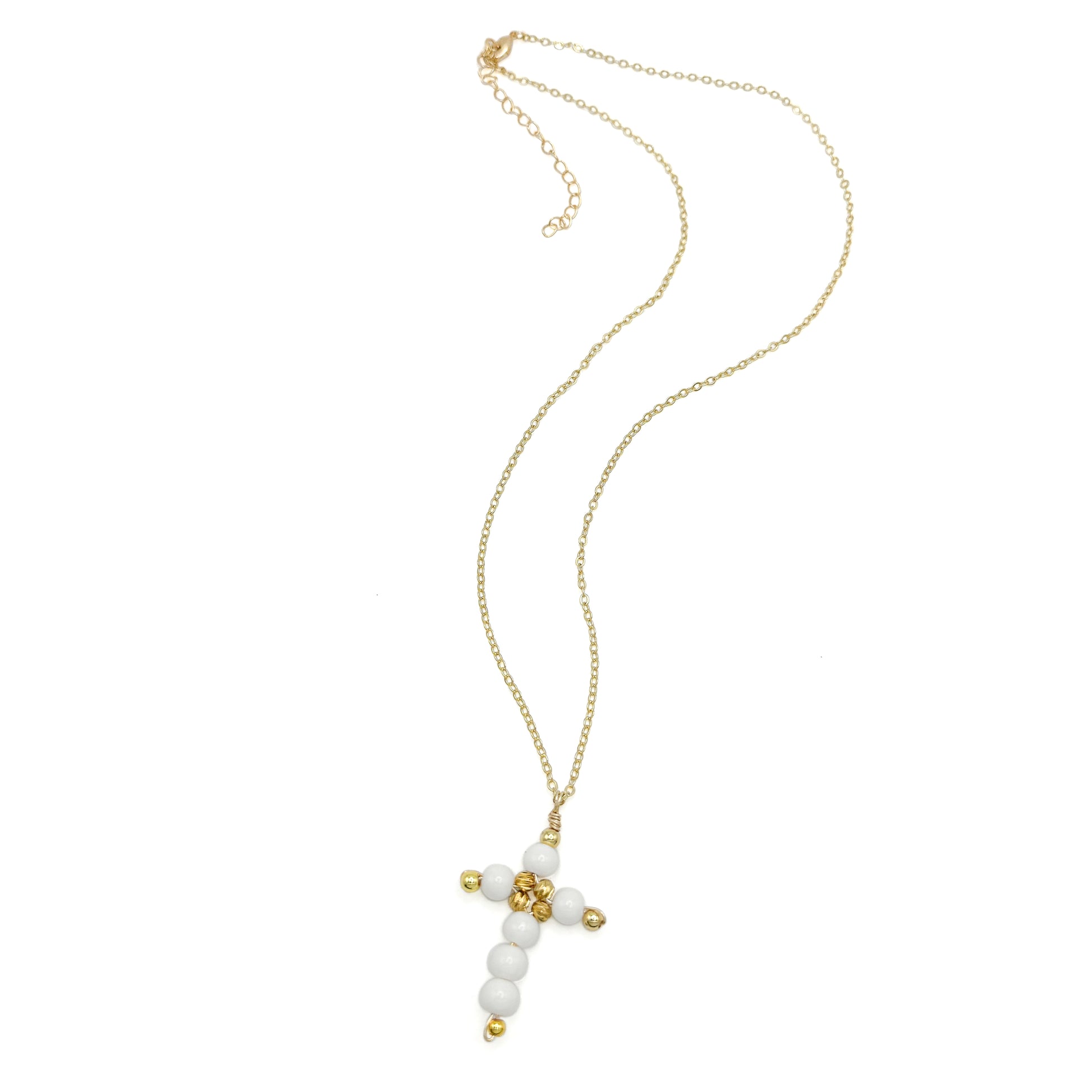 White jade gold cross necklace