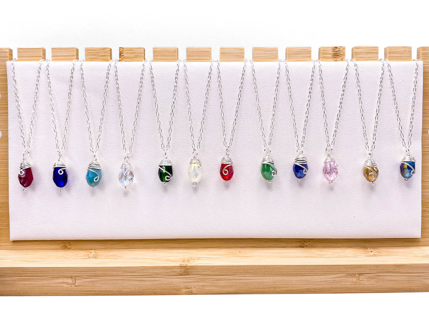 August silver birthstone necklace