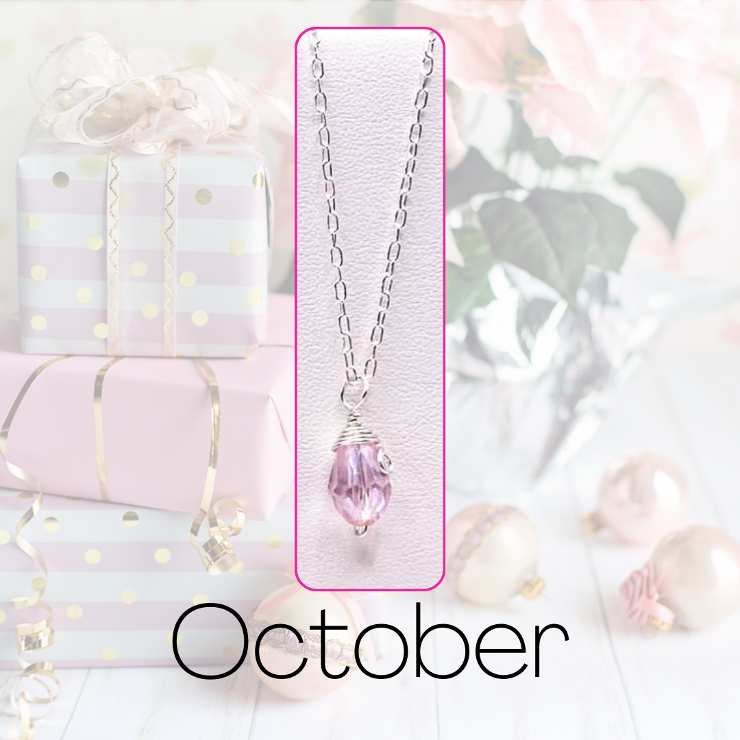 October silver birthstone necklace