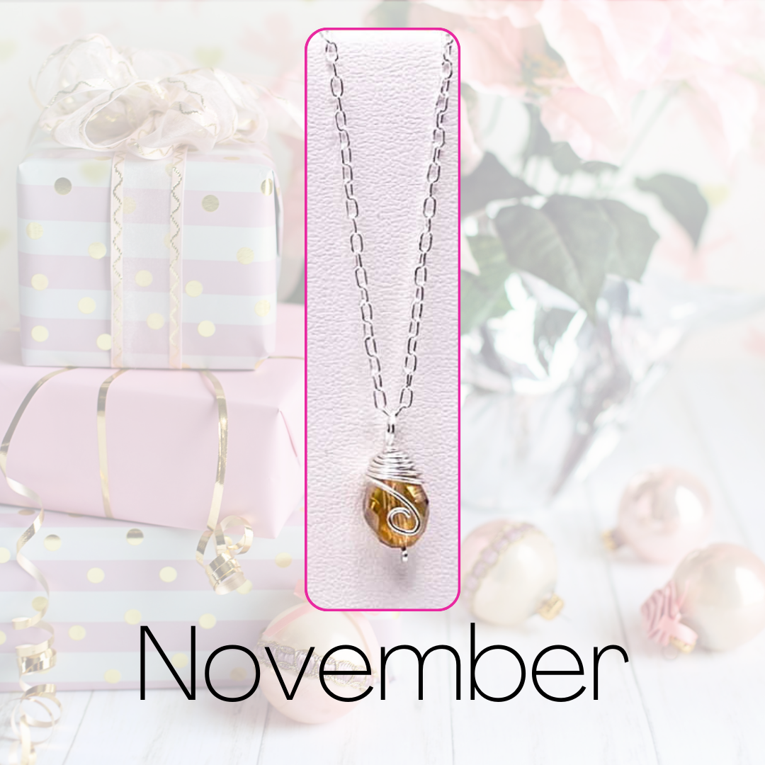 November silver birthstone necklace