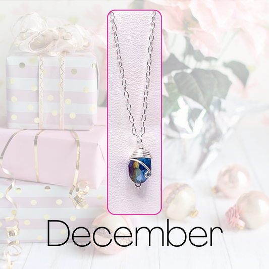 December silver birthstone necklace