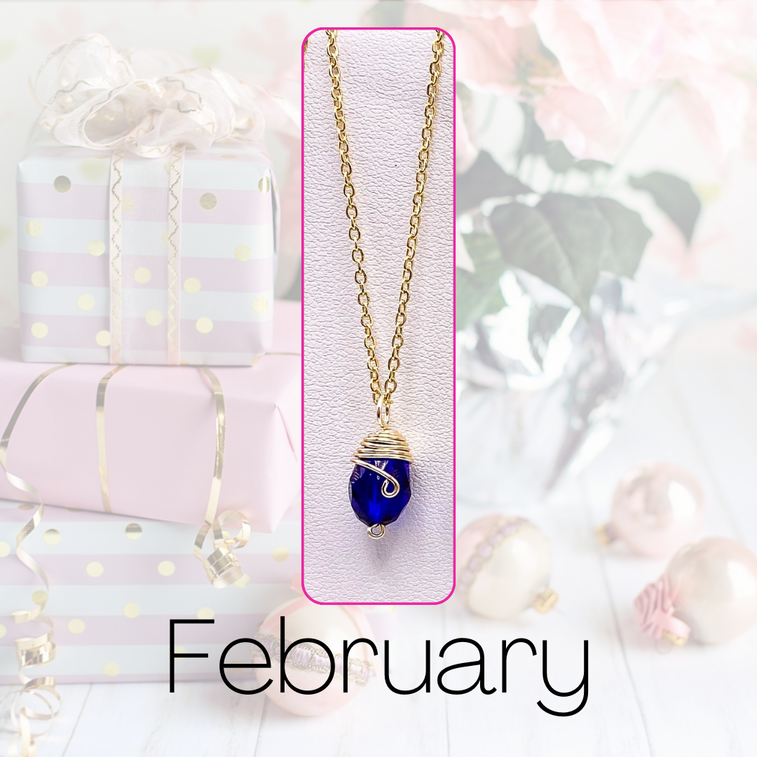 February gold birthstone necklace
