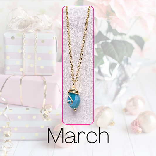 March gold birthstone necklace
