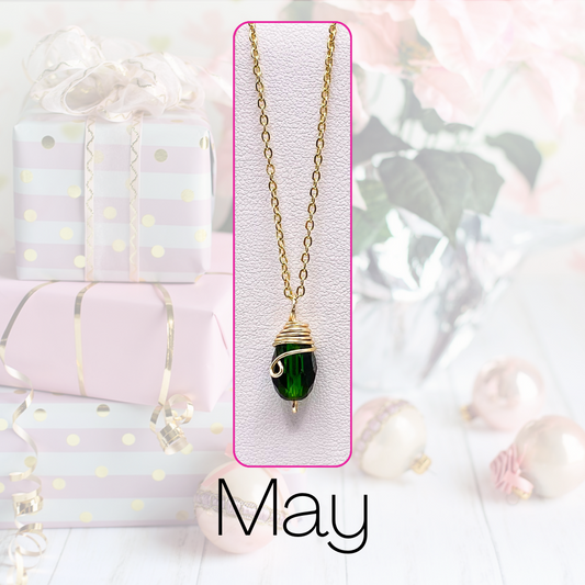 May gold birthstone necklace