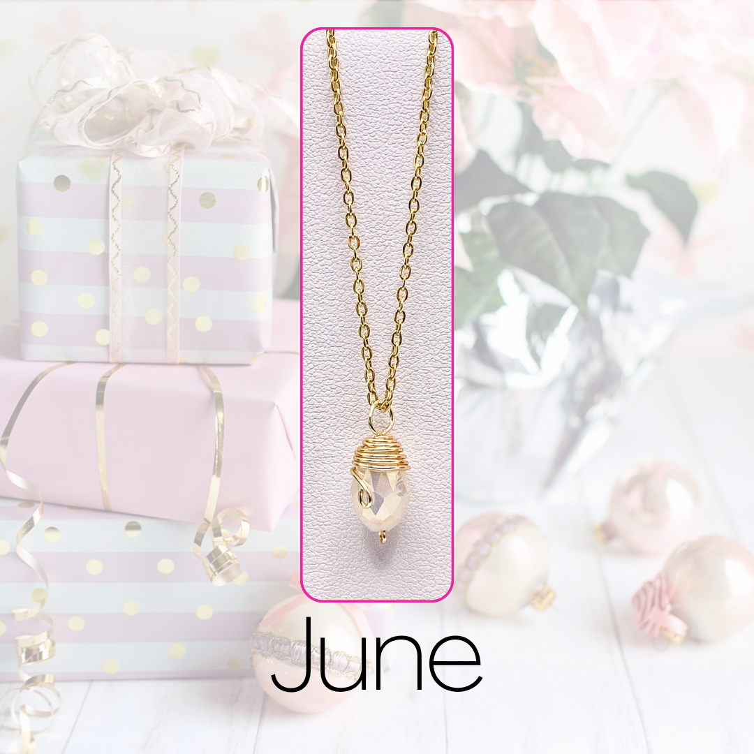 June gold birthstone necklace