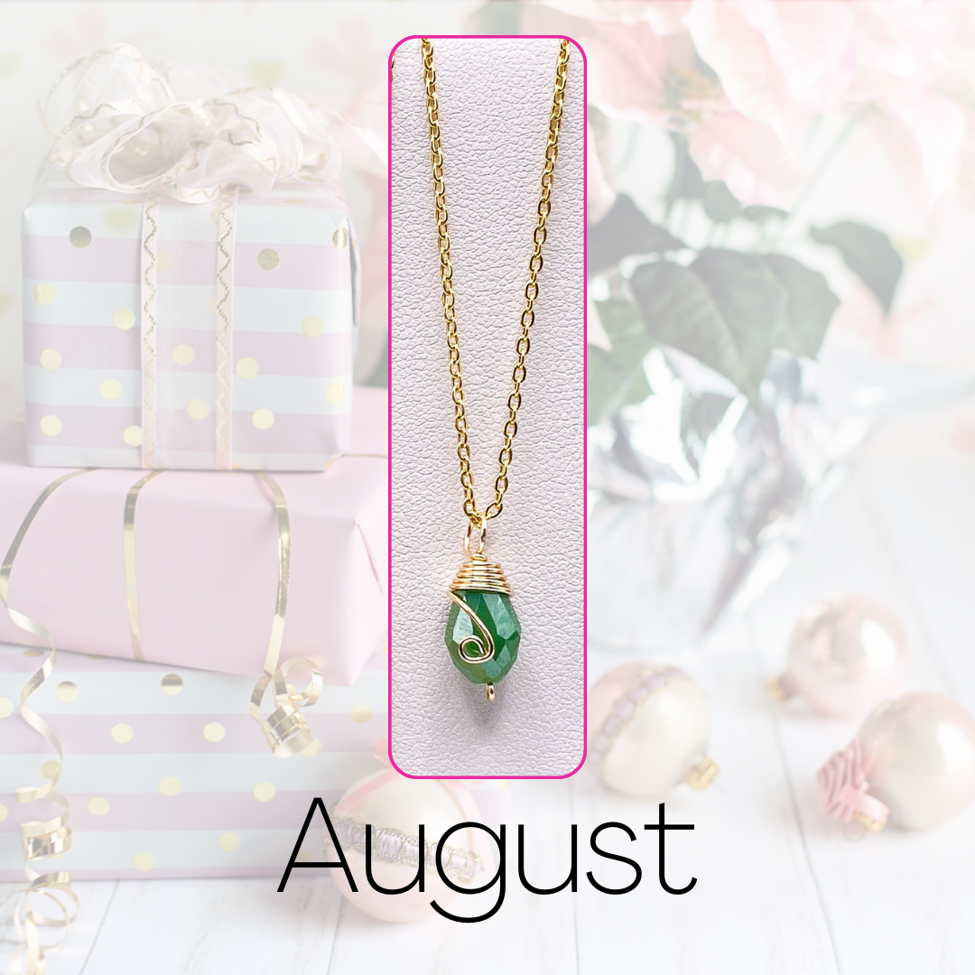August gold birthstone necklace
