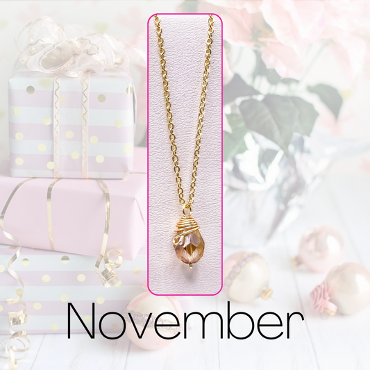 November gold birthstone necklace
