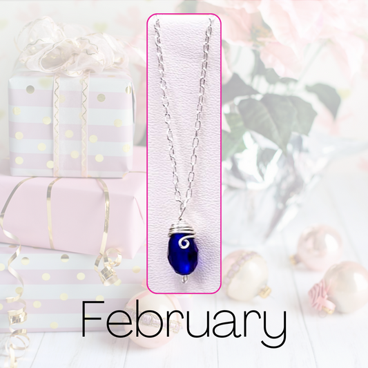 February silver birthstone necklace
