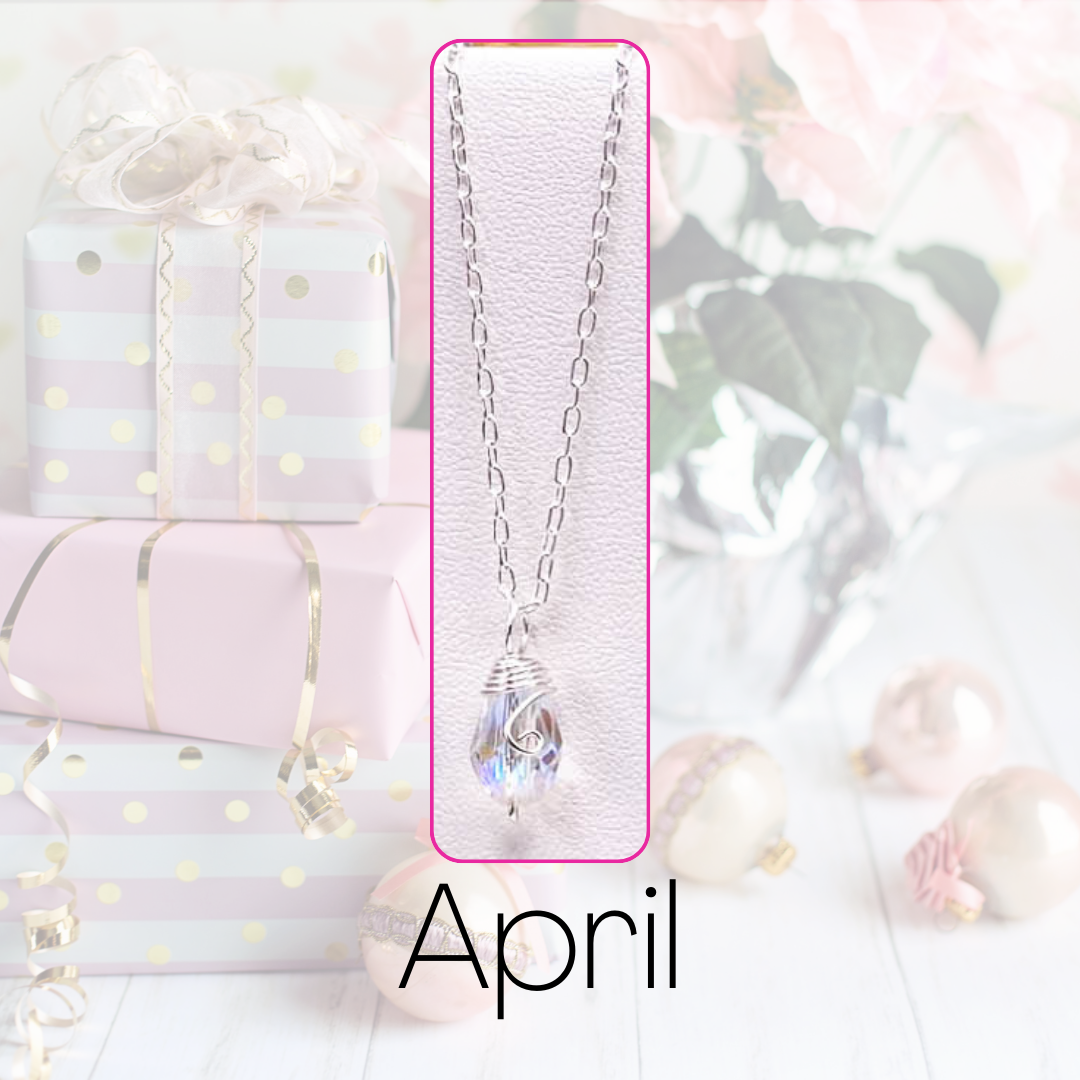 April silver birthstone necklace