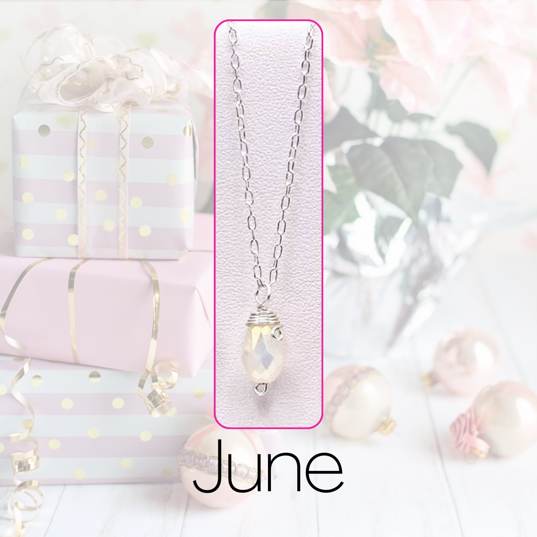 June silver birthstone necklace