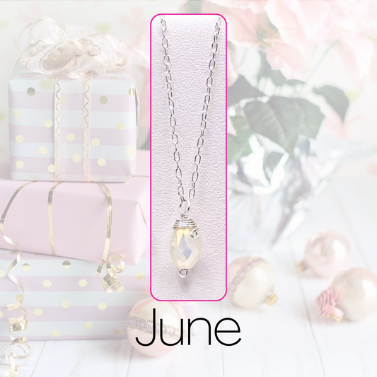 June silver birthstone necklace