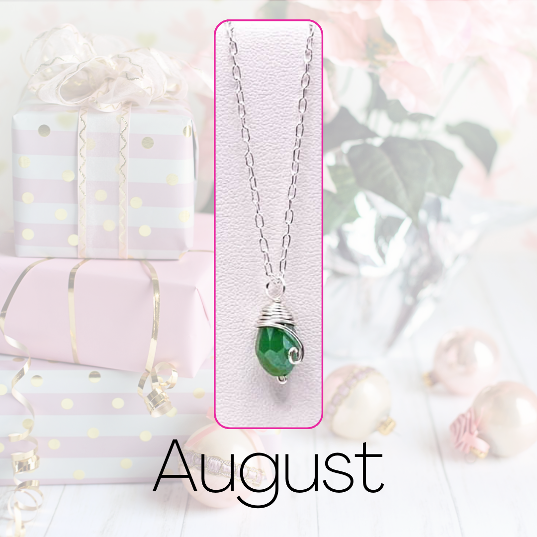 August silver birthstone necklace