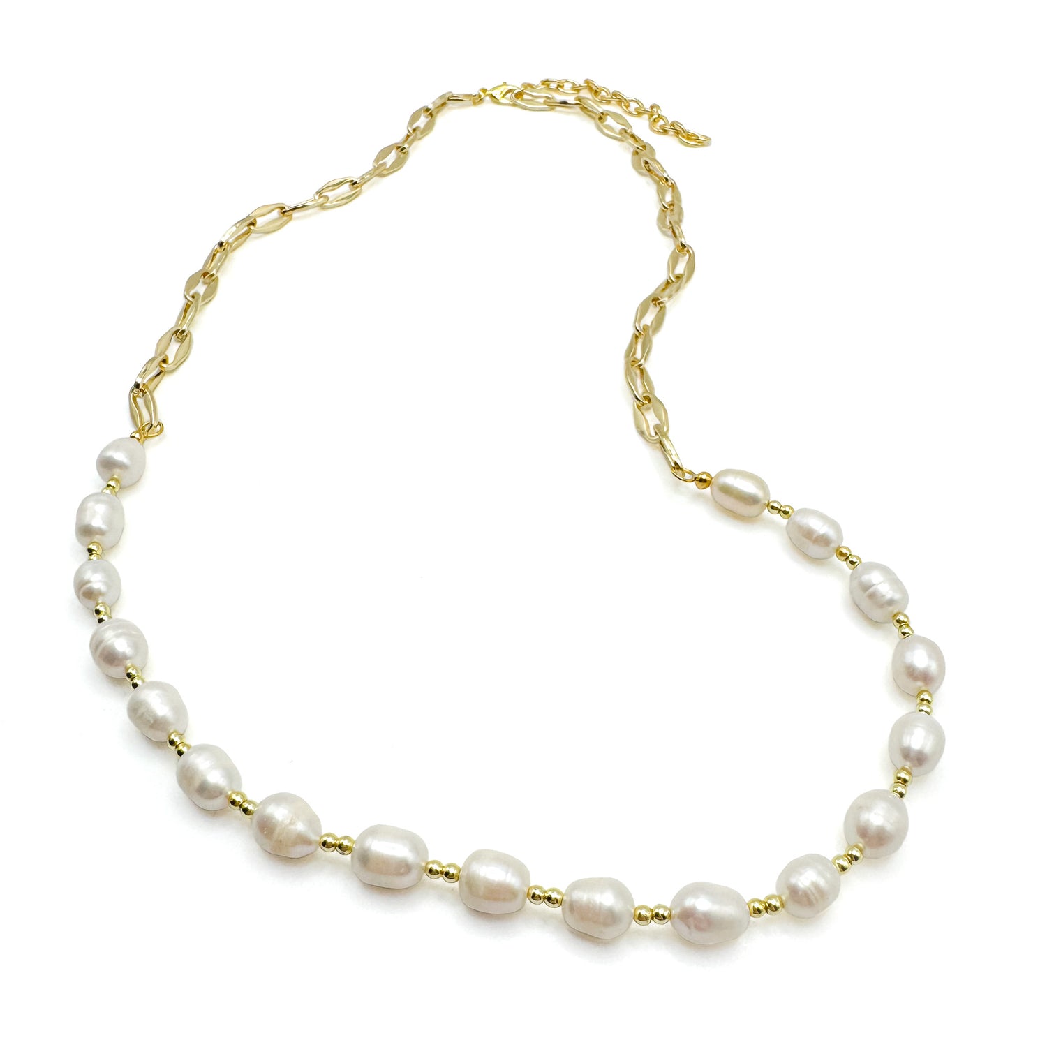 Freshwater pearl gold chunky necklace