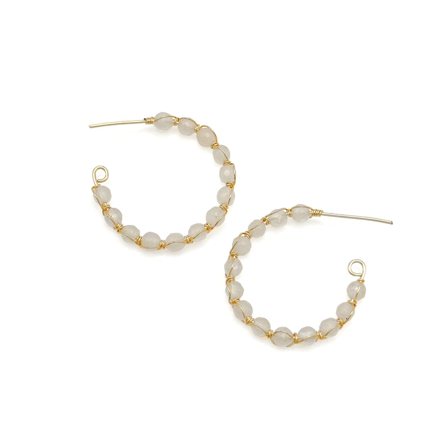 Pastel agate gold hoop earrings