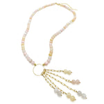 Rainbow pastel agate gold necklace