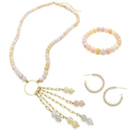 Rainbow pastel agate gold jewelry