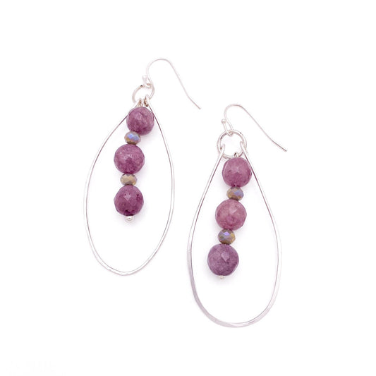 Purple agate silver Artisan earrings