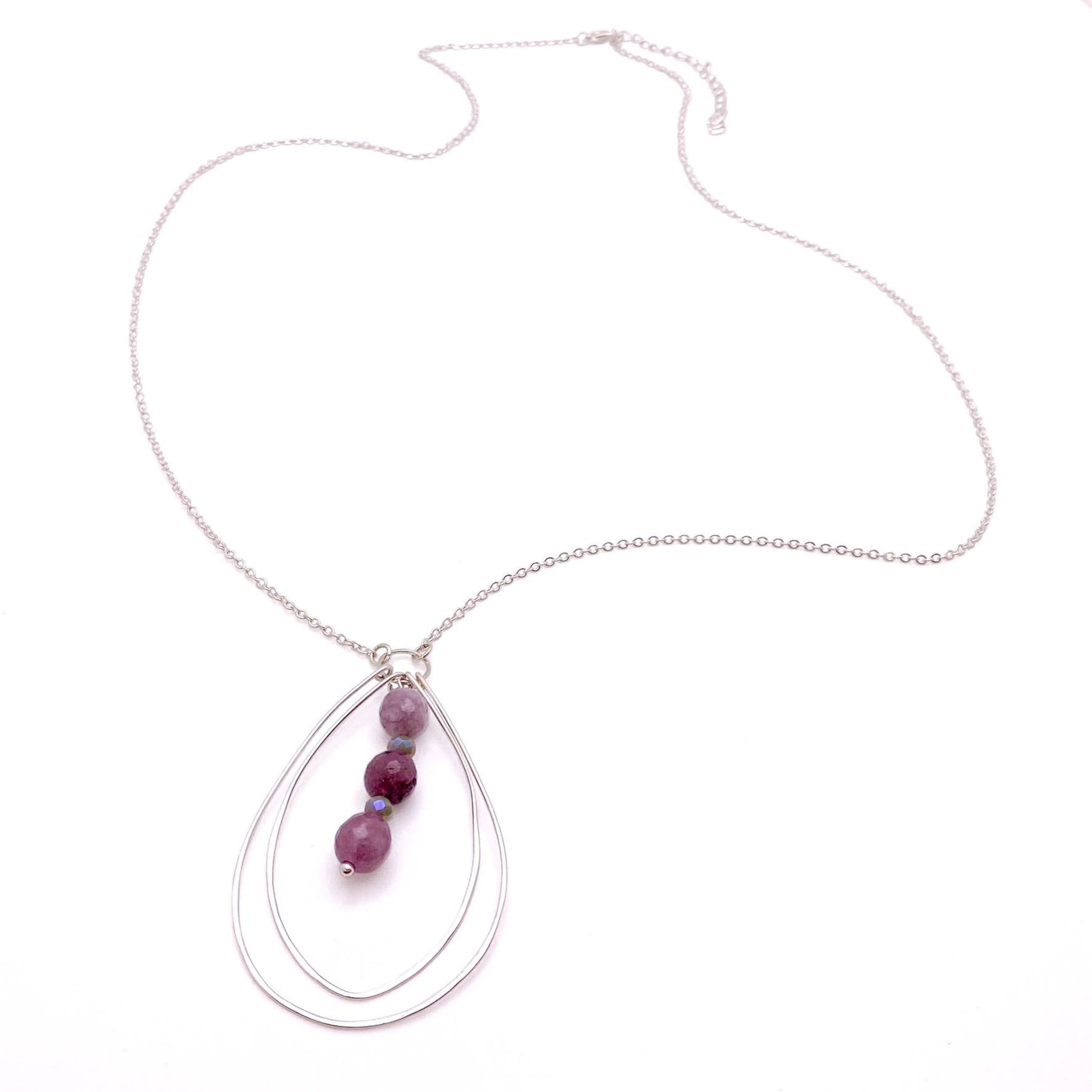 Purple agate silver artisan necklace