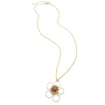 Pink agate gold flower necklace