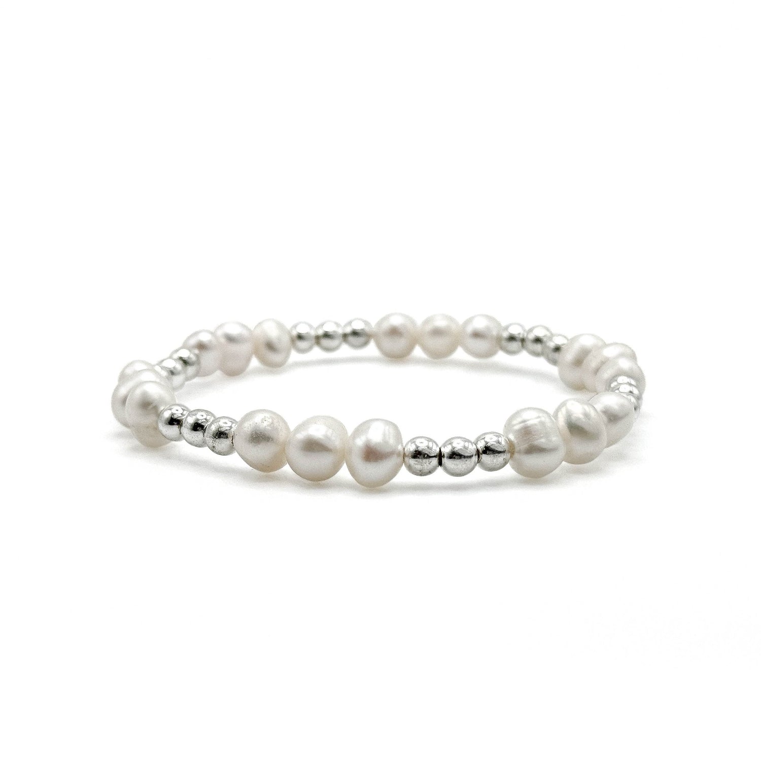 Pearl silver Artisan stretch bracelet