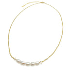 Gold freshwater pearl bar necklace