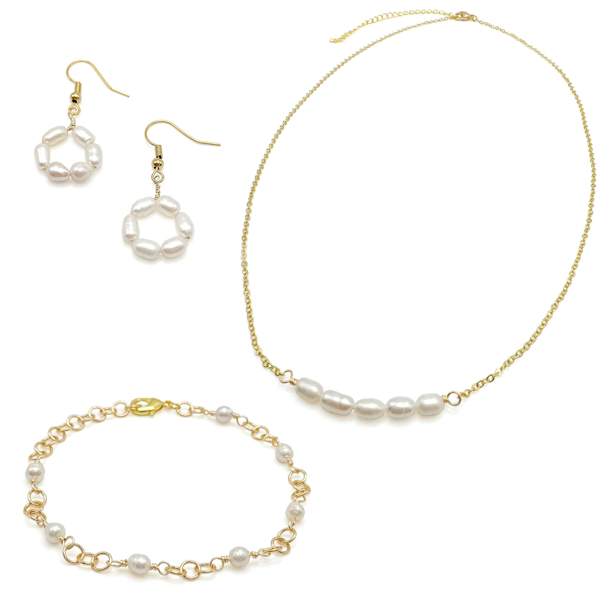 Gold freshwater pearl jewelry