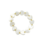 Mother of pearl heart gold stretch bracelet