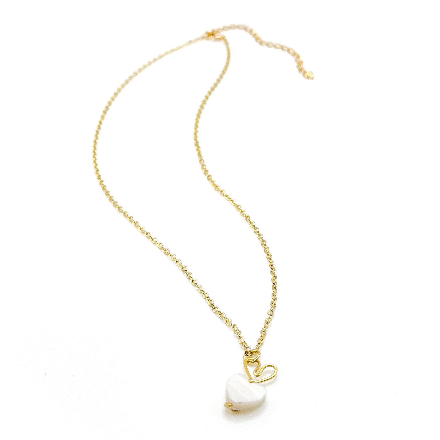 Mother of pearl heart gold necklace