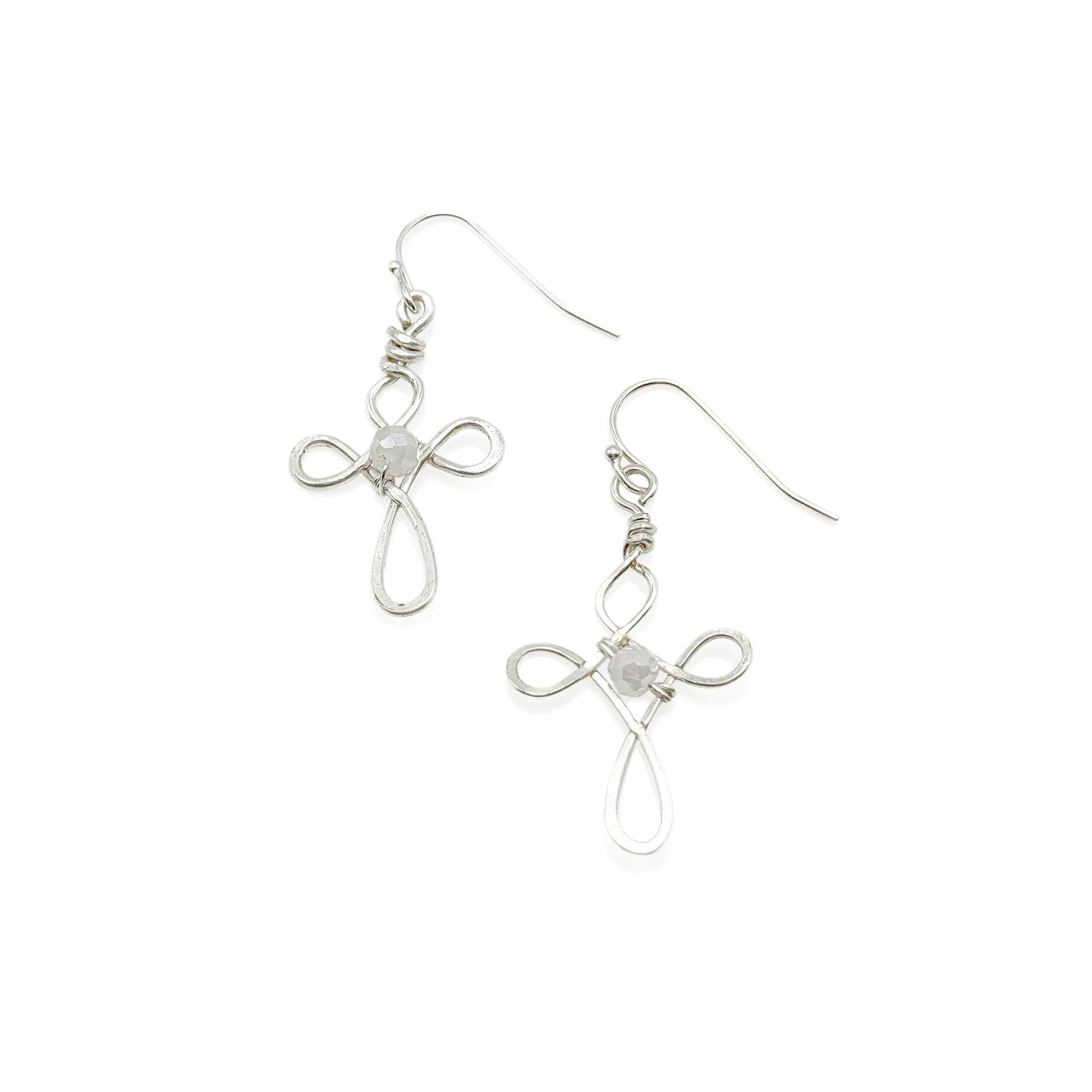 Silver cross Artisan earrings