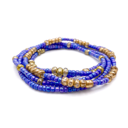 Blue gold stretch bracelet set