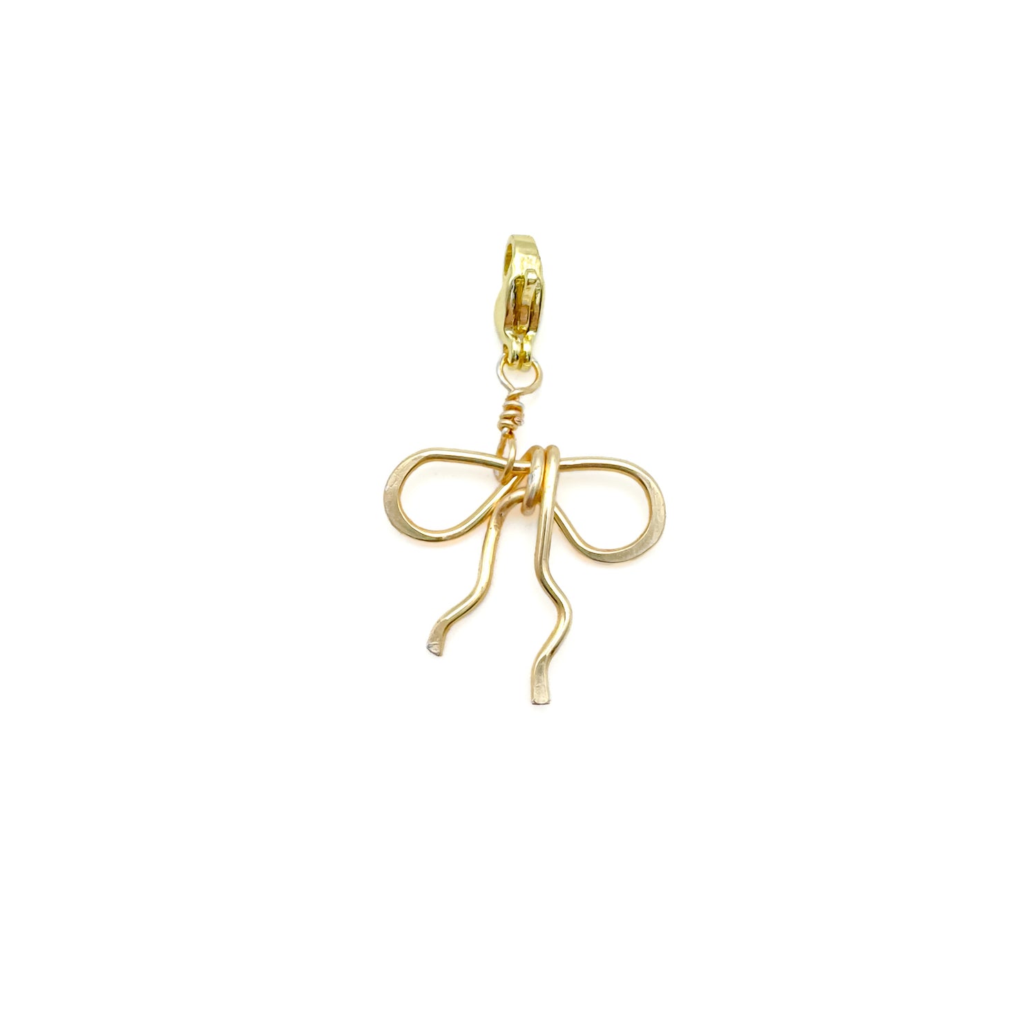 Gold bow-shaped charm for bracelets with clasp 