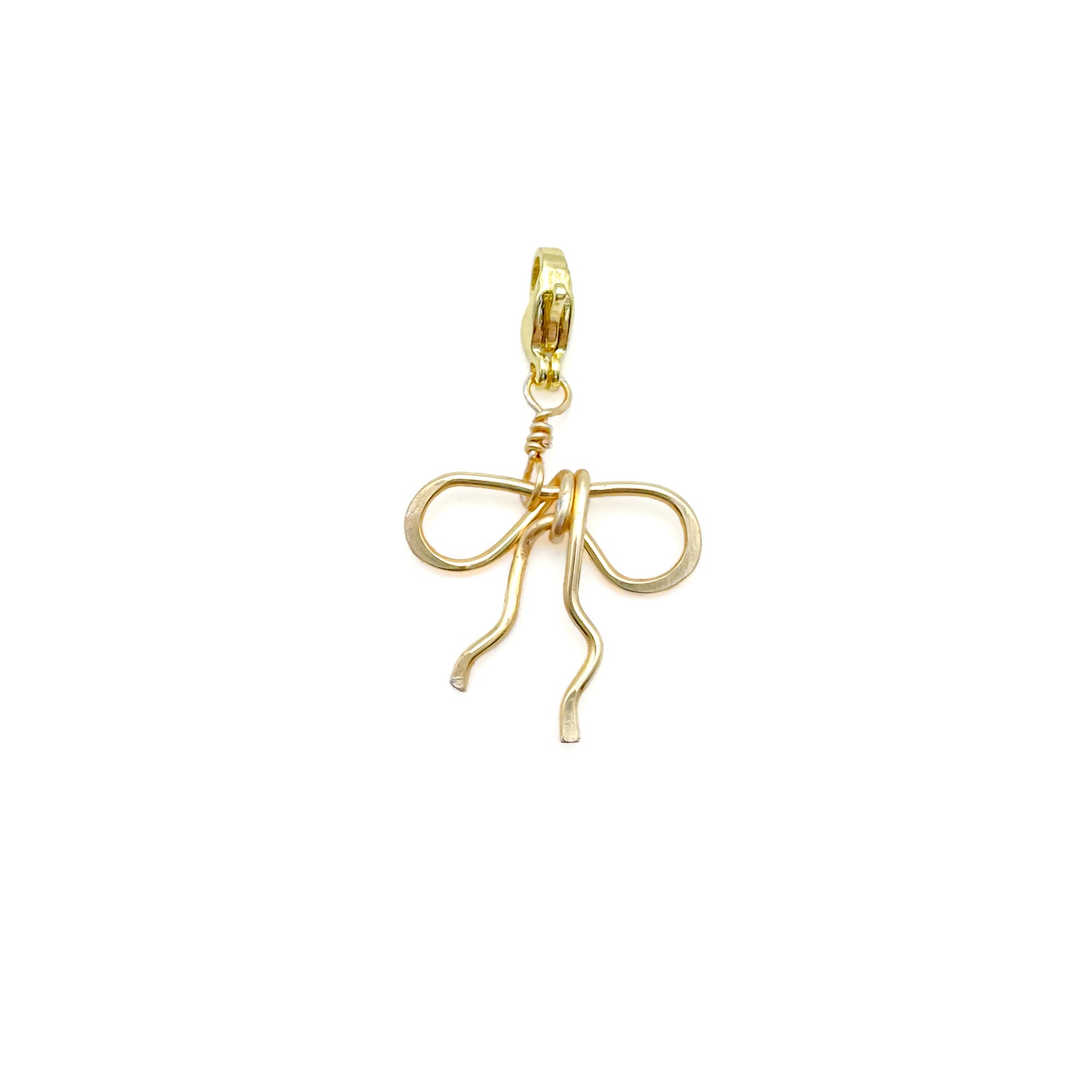 Gold bow-shaped charm for bracelets with clasp 