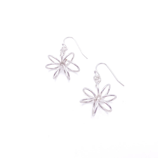 Silver flower Artisan earrings