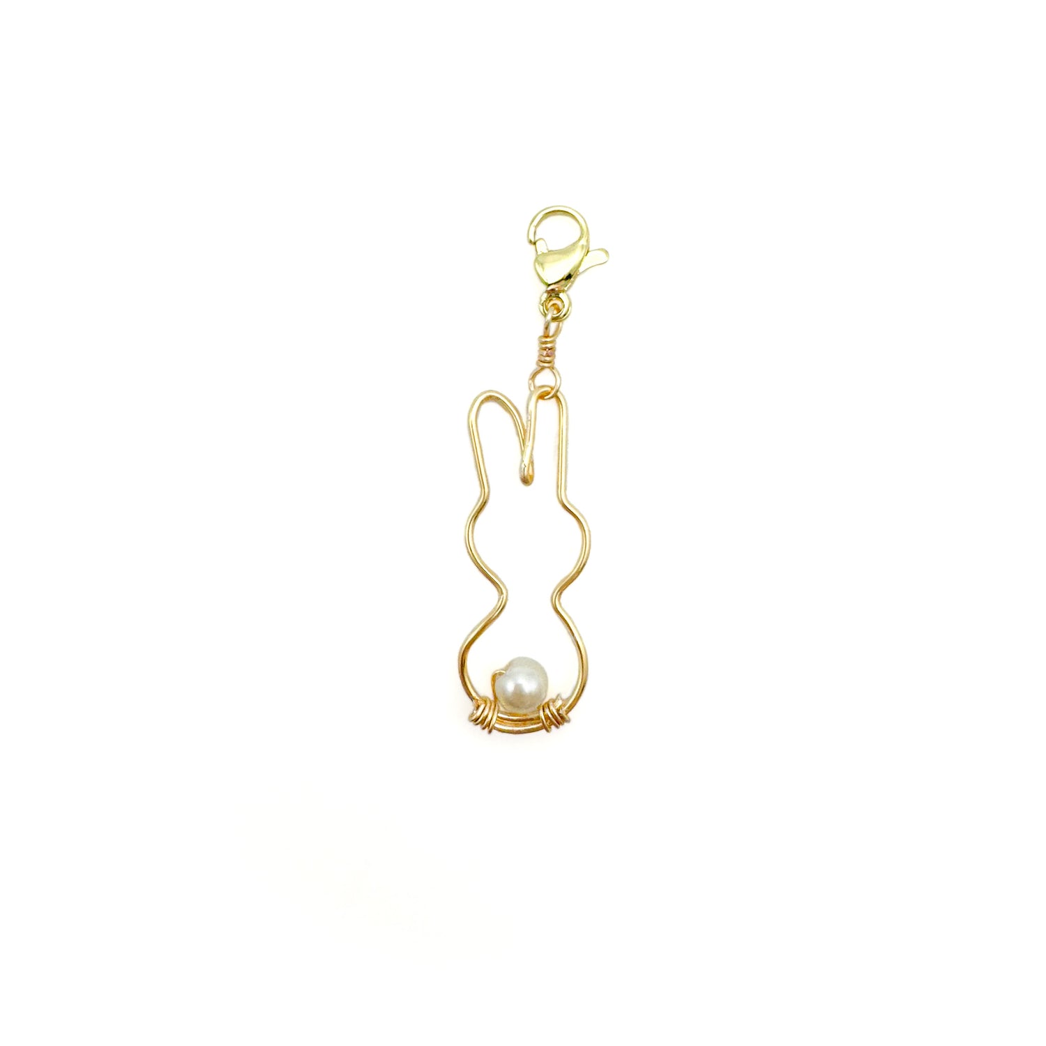 Bunny gold wire and pearl charm