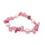 Pink quartz pearl stretch bracelet
