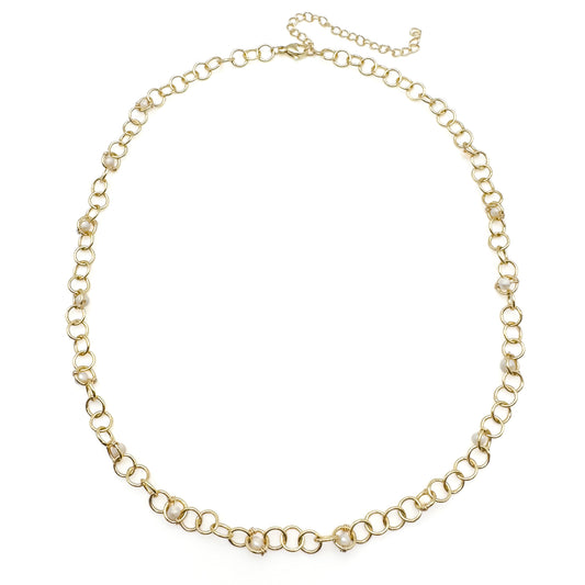 Gold chain necklace on a white background