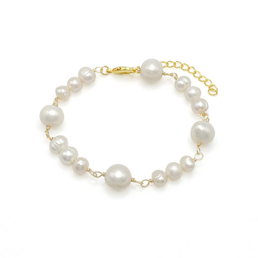 Freshwater pearl gold bracelet