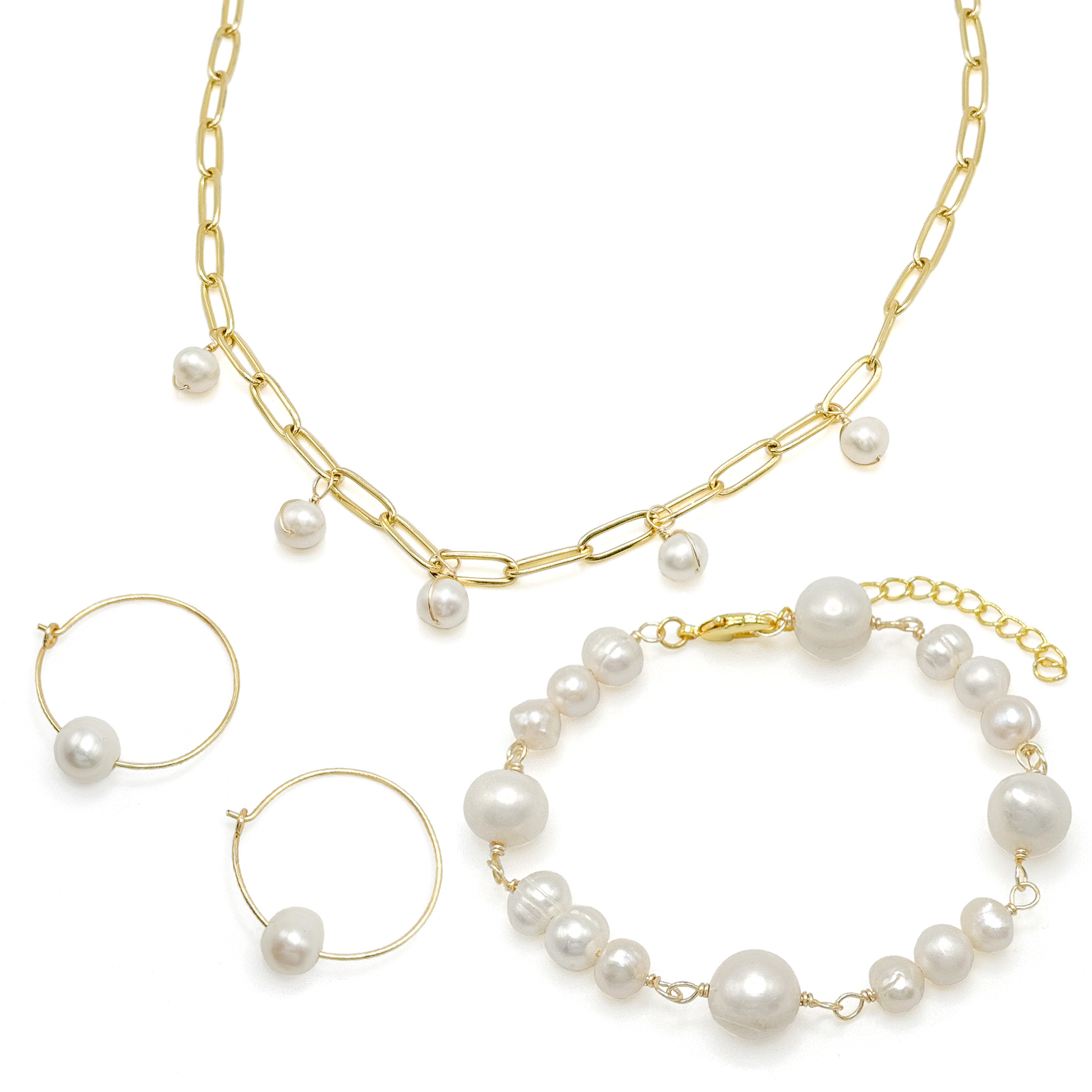 Freshwater pearl gold jewelry