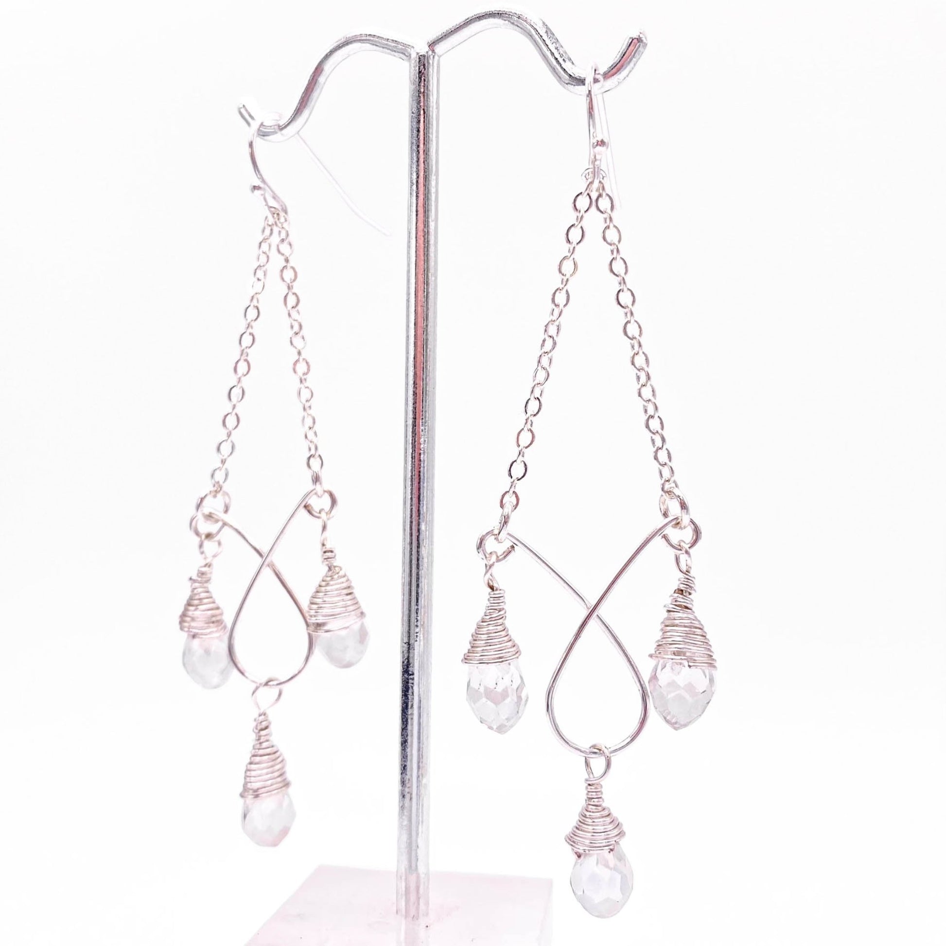 Crystal silver dangle Artisan earrings